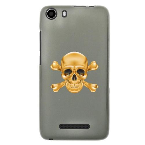 Coque Souple Pour Wiko Lenny 2 Avec Impression Motifs Tête De Mort Aspect Or