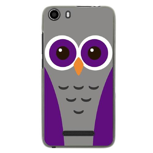 Coque Souple Pour Wiko Lenny 2 Avec Impression Motifs Chouette Mauve Et Grise