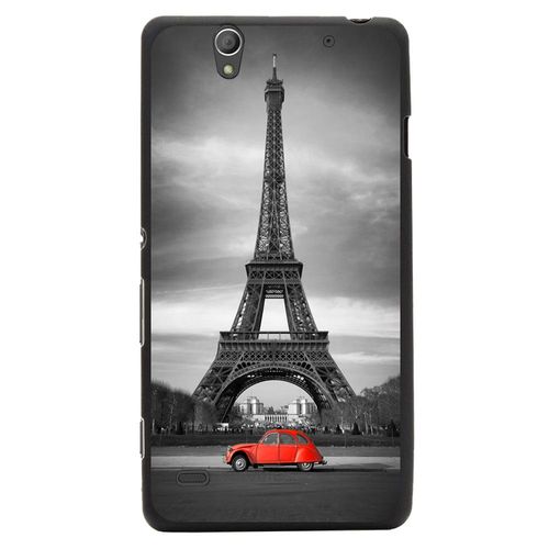Coque Souple En Gel Pour Sony Xperia C4 Avec Impression Motifs Paris Et 2cv Roug