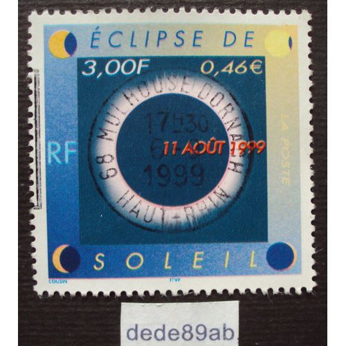 France..  3.00f 0.46e Éclipse De Soleil Du 11août 1999 . Oblitéré (Cachet Rond Centré) Used Stamp.