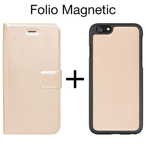 Etui Folio 2 Parties Détachables Coque + Folio Pour Iphone 6s Coloris Gold