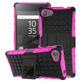 Coque Hybrid Duo Pour Sony Xperia Z5 Compact Coloris Rose Avec Béquille Stand