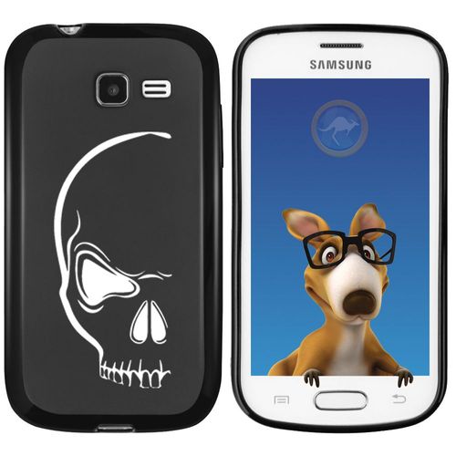 Coque Souple En Gel Noir Pour Galaxy Trend Lite Avec Impression Motifs Crâne Bl