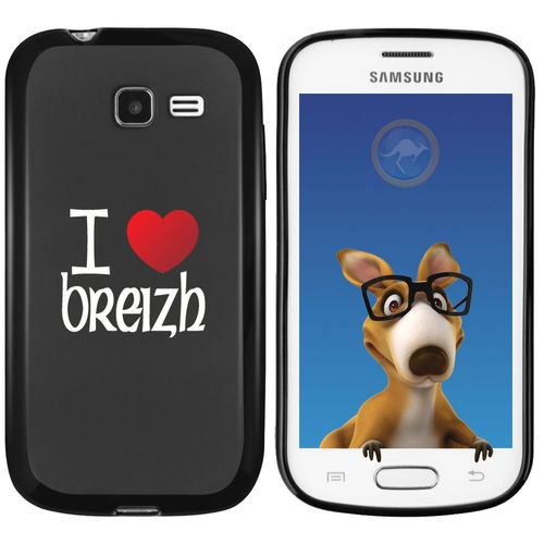 Coque Souple En Gel Noir Pour Galaxy Trend Lite Avec Impression Motifs Coeur Rou