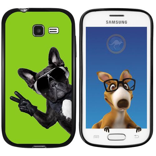 Coque Souple En Gel Noir Pour Galaxy Trend Lite Avec Impression Motifs Chien À