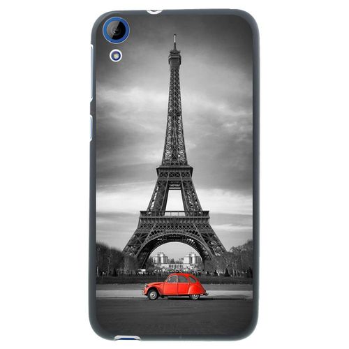 Coque Souple En Gel Noir Pour Htc Desire 820 Avec Impression Motifs Paris Et 2cv