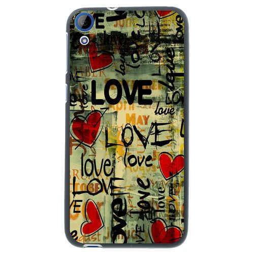 Coque Souple En Gel Noir Pour Htc Desire 820 Avec Impression Motifs Love Vintage