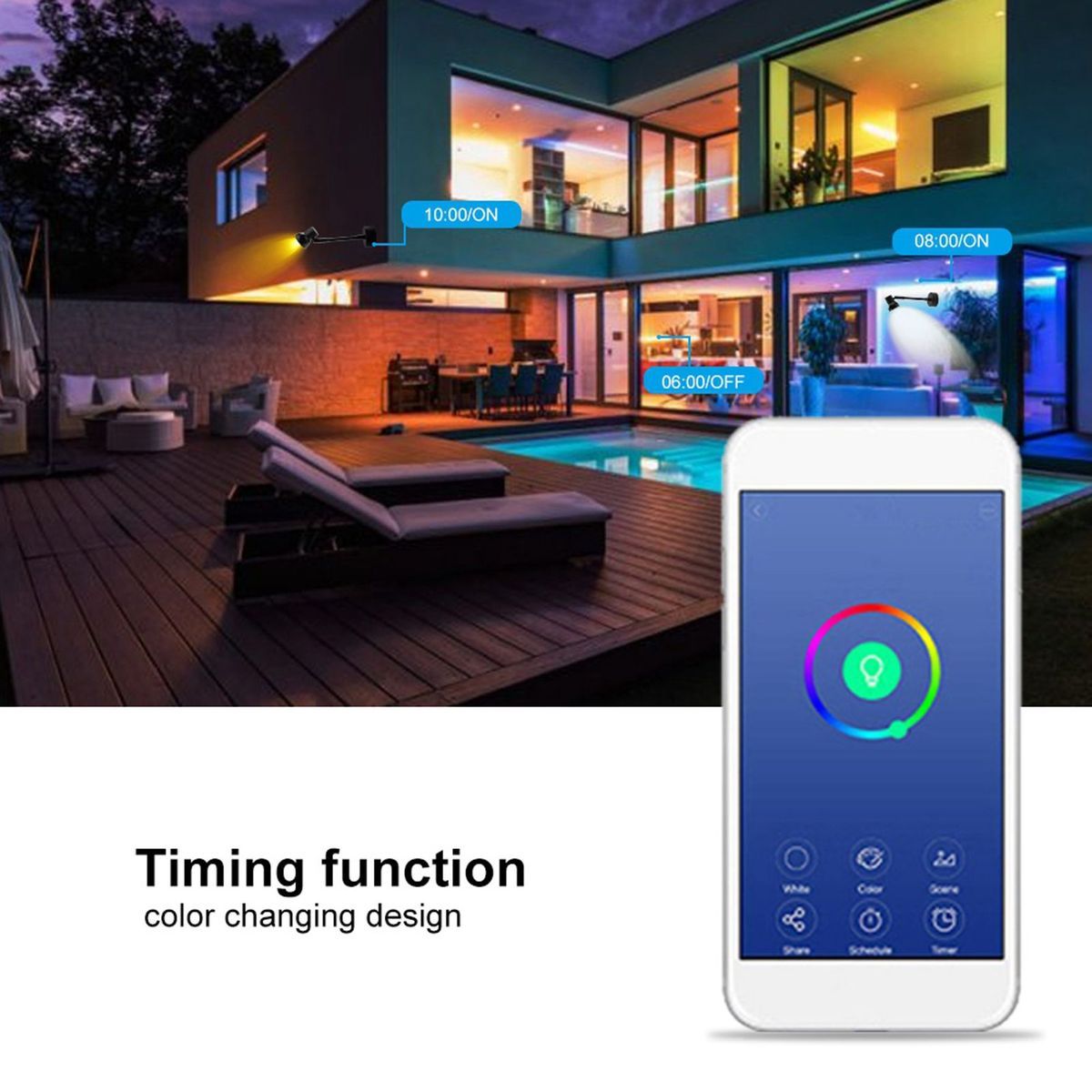 Lampe De Table Intelligente Wi-Fi Ac85-265v 6w Rvb + Cw Pour... - 7