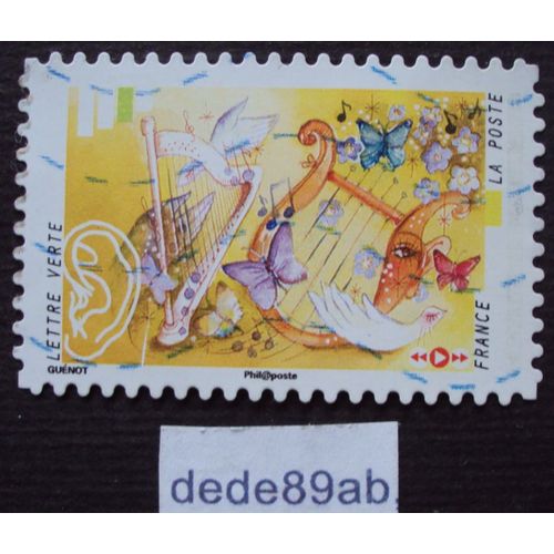 France..  Les Sens : L'ouie . Musique D'une Harpe Et D'une Lyre . Oblitéré Used Stamp.
