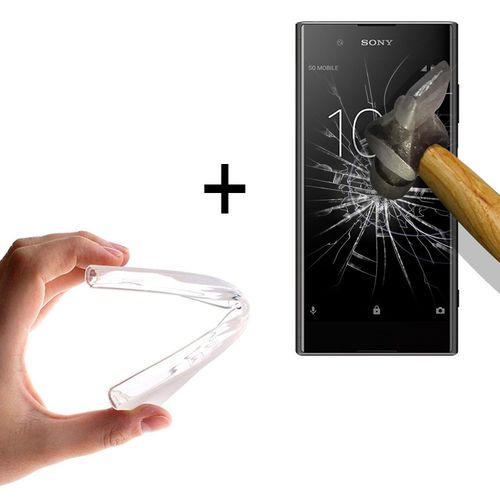 Woowcase, Coque [ Sony Xperia Xa1 Plus ] Silicone Transparent [ + 1 Protecteur Verre Trempé ] Protection Écran Dureté 9h, Sony Xperia Xa1 Plus Coque Etui Housse En Tpu Gel Flex