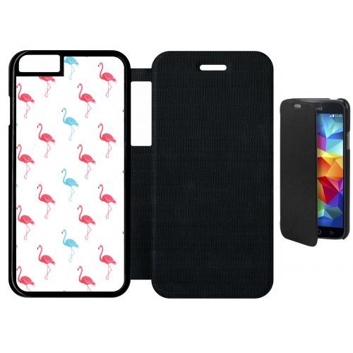 Etui A Flip Flap - Flamand Rose - Compatible Avec Apple Iphone 6s - Plastique - Bord Noir