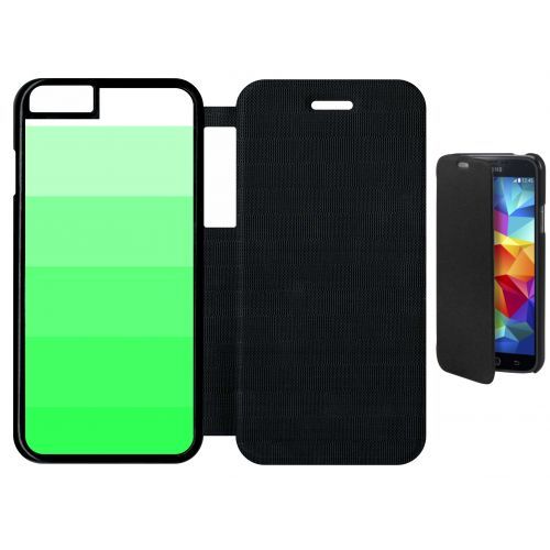 Etui A Flip Flap - Degrad Vert Fluo - Compatible Avec Apple Iphone 6s - Plastique - Bord Noir