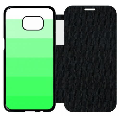 Etui A Flip Flap - Degrad Vert Fluo - Compatible Avec Samsung Galaxy S7 Edge - Plastique - Bord Noir