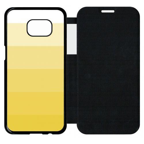 Etui A Flip Flap - Degrad Jaune - Compatible Avec Samsung Galaxy S7 Edge - Plastique - Bord Noir