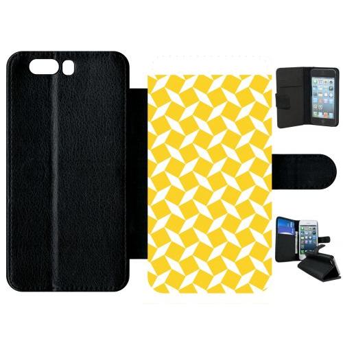 Etui A Rabat - Carreau Jaune - Compatible Avec Huawei P10 Plus - Plastique - Bord Noir