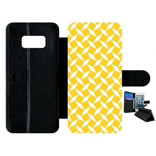 Etui À Rabat Galaxy S8 - Carreau Jaune - Simili-Cuir - Noir