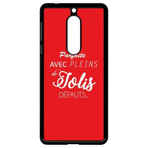 Coque Pour Smartphone - Parfaite Avec Pleins De Jolis Defauts Fond Rouge - Compatible Avec Nokia 5 - Plastique - Bord Noir