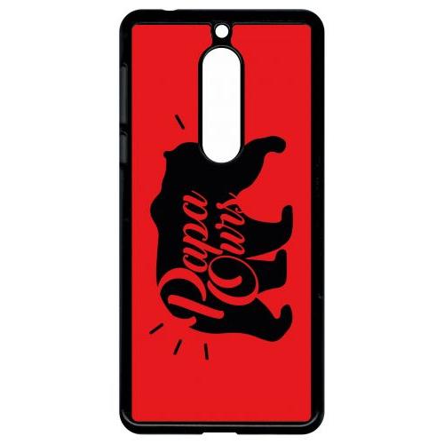 Coque Pour Smartphone - Papa Ours Fond Rouge - Compatible Avec Nokia 5 - Plastique - Bord Noir