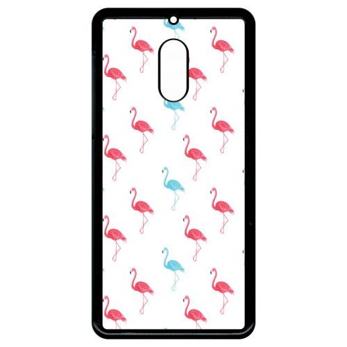 Coque Pour Smartphone - Flamand Rose - Compatible Avec Nokia 6 (2018) - Plastique - Bord Noir