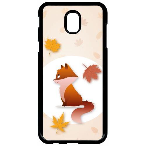 Coque Pour Smartphone - Renard Fond Beige - Compatible Avec Samsung Galaxy J5 (2017) - Plastique - Bord Noir