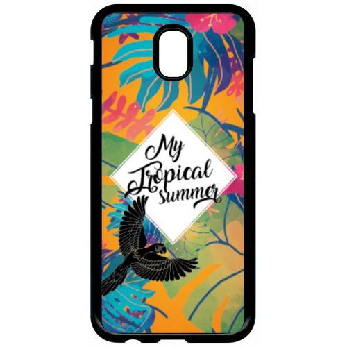 Coque Pour Smartphone - My Tropical Summer Fond Orange - Compatible Avec Samsung Galaxy J5 (2017) - Plastique - Bord Noir