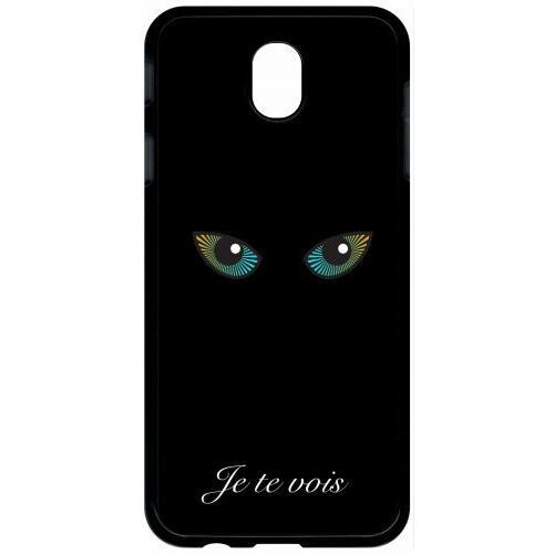 Coque Pour Tablette - Je Te Vois Yeux De Chat - Compatible Avec Samsung Galaxy J7 (2017) - Plastique - Bord Noir