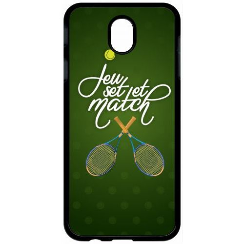 Coque Pour Tablette - Jeu Set Et Match De Tennis - Compatible Avec Samsung Galaxy J7 (2017) - Plastique - Bord Noir