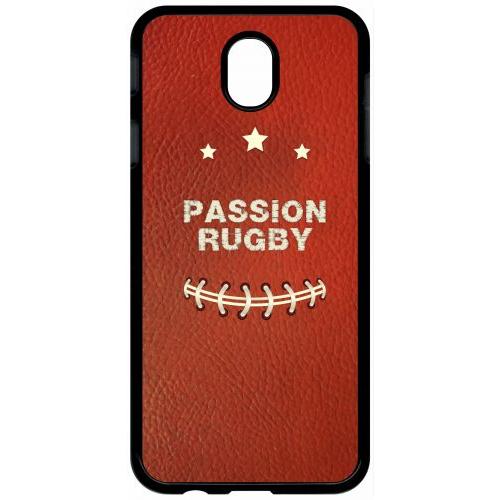 Coque Pour Tablette - Passion Rugby - Compatible Avec Samsung Galaxy J7 (2017) - Plastique - Bord Noir