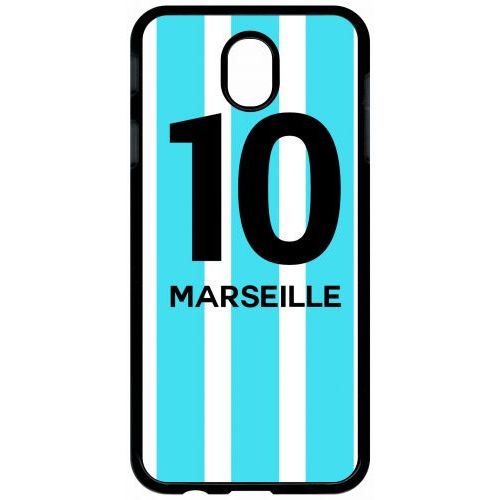 Coque Pour Tablette - Equipe Maillot Marseille - Compatible Avec Samsung Galaxy J7 (2017) - Plastique - Bord Noir