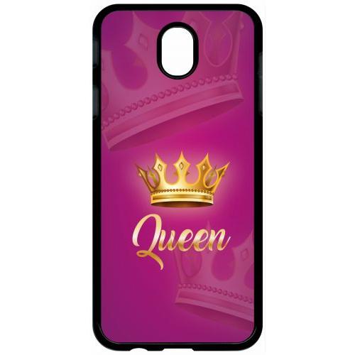 Coque Pour Tablette - Queen Fond Rose - Compatible Avec Samsung Galaxy J7 (2017) - Plastique - Bord Noir