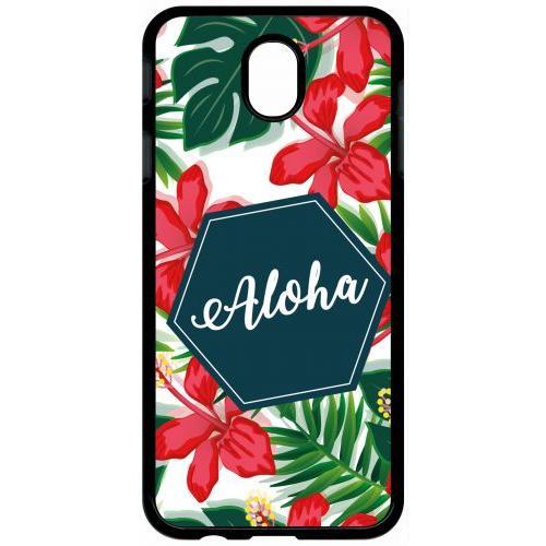 Coque Pour Tablette - Aloha Tropical Fond Blanc - Compatible Avec Samsung Galaxy J7 (2017) - Plastique - Bord Noir