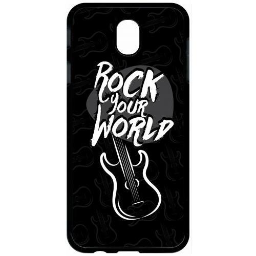 Coque Pour Tablette - Rock Your World Fond Noir - Compatible Avec Samsung Galaxy J7 (2017) - Plastique - Bord Noir