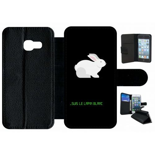 Etui À Rabat Galaxy A3 (2017) - Suis Le Lapin Blanc - Simili-Cuir - Noir