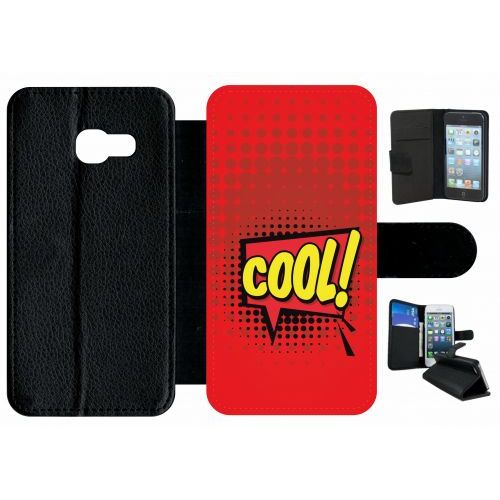Etui À Rabat Galaxy A3 (2017) - Cool Fond Rouge - Simili-Cuir - Noir