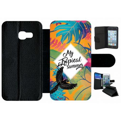 Etui À Rabat Galaxy A3 (2017) - My Tropical Summer Fond Orange - Simili-Cuir - Noir