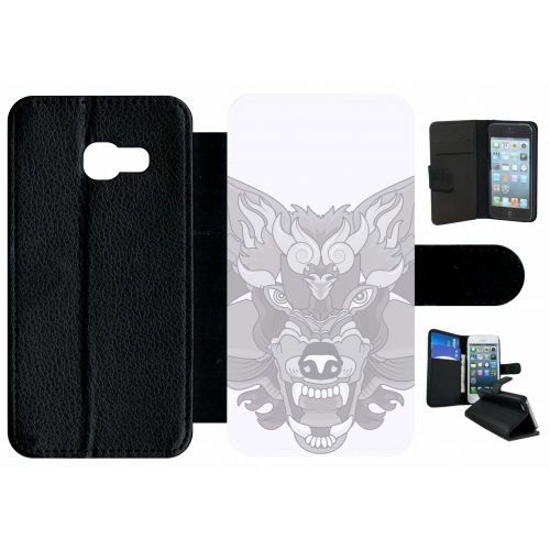 Etui À Rabat Galaxy A3 (2017) - Loup Fond Blanc - Simili-Cuir - Noir