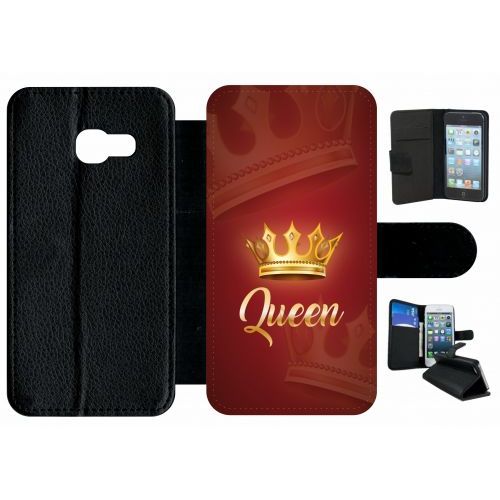 Etui À Rabat Galaxy A3 (2017) - Queen Fond Rouge - Simili-Cuir - Noir
