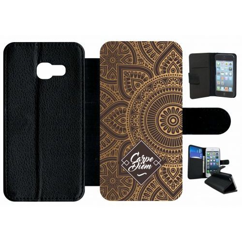 Etui À Rabat Galaxy A3 (2017) - Carpe Diem Modif Orient Fond Marron - Simili-Cuir - Noir