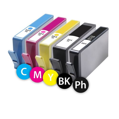 5 x Cartouches d'Encre Remanufactured pack Couleures HP 364 V2 XL HP 364 Y V2 XL pour Imprimante HP Photosmart B110c