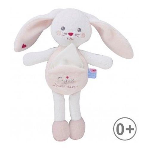 Doudou Lapin Rose Cajou Mouchoir Blanc Sucre D'orge Peluche Jouet Eveil Bebe