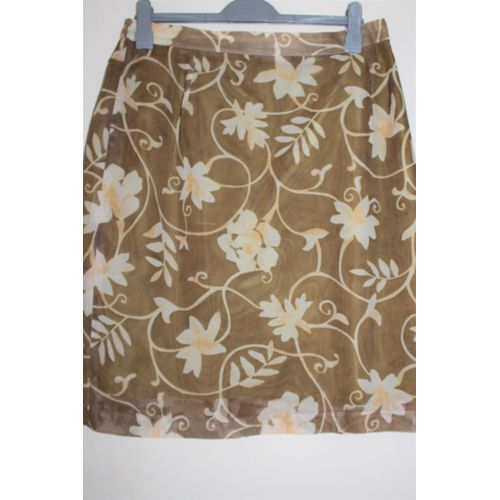 Jupe Niki Droite 46 Marron Fleurie