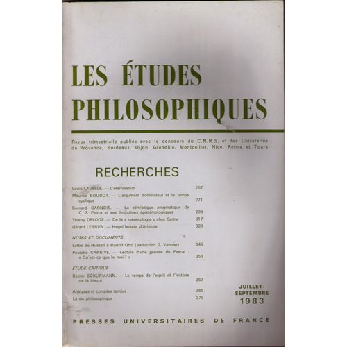 Les Études Philosophiques - Recherches