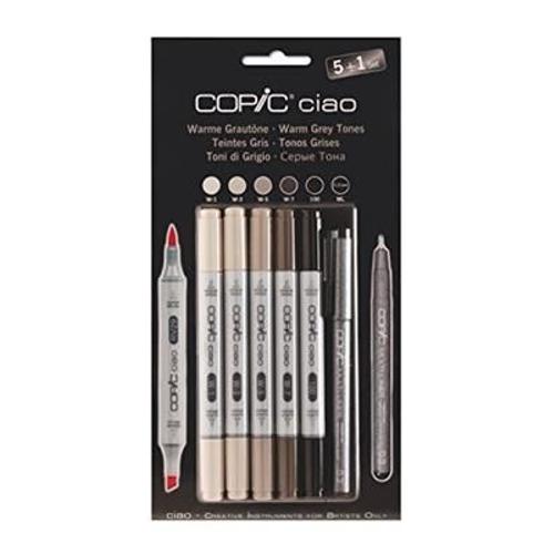 Set 5 Marqueurs Copic Ciao Gris Chauds + 1 Multiliner Gratuit - Copic