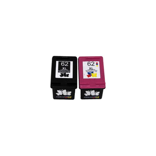 Packs 2 cartouches pour HP 62XL Noire et Couleur Compatible  Envy 5644  