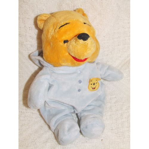 Ours Disney Winnie L'ourson Pyjama Bleu Brodé Tête D'ours 30 Cm