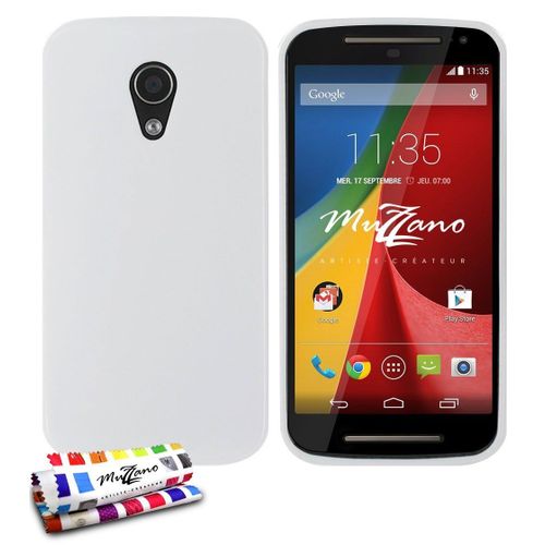 Coque Case Motorola Moto G (2de Gen) " Glossy Hybrid " Blanc Silicone Souple (Tpu)