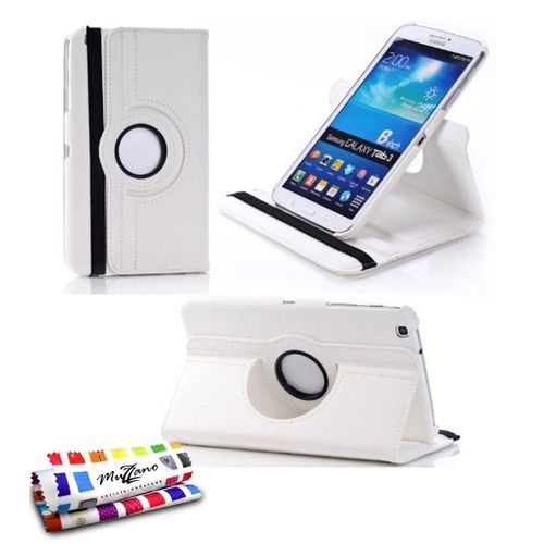 Etui A Rabat Samsung Galaxy Tab 3 8.0 Folio Rotatif Blanc Simili Cuir (Pu)