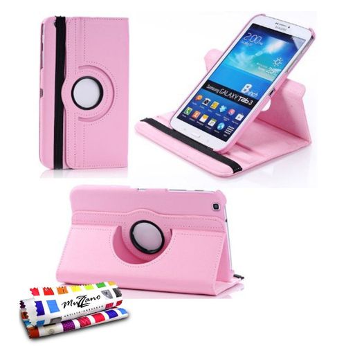 Etui A Rabat Samsung Galaxy Tab 3 8.0 Folio Rotatif Rose Simili Cuir (Pu)