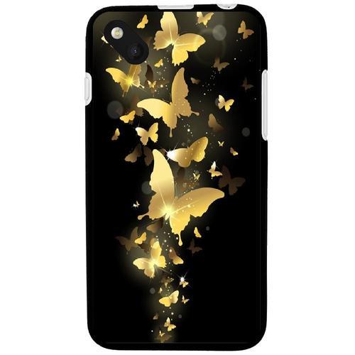 Coque Souple Pour Wiko Sunset 2 Avec Impression Motifs Papillons Dorés