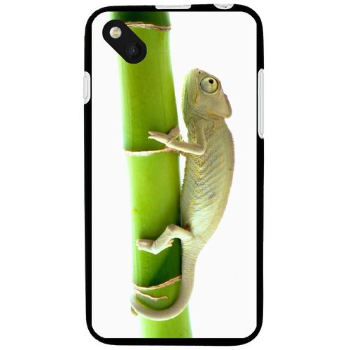 Coque Souple Pour Wiko Sunset 2 Avec Impression Motifs Caméleon Sur Un Bamboo